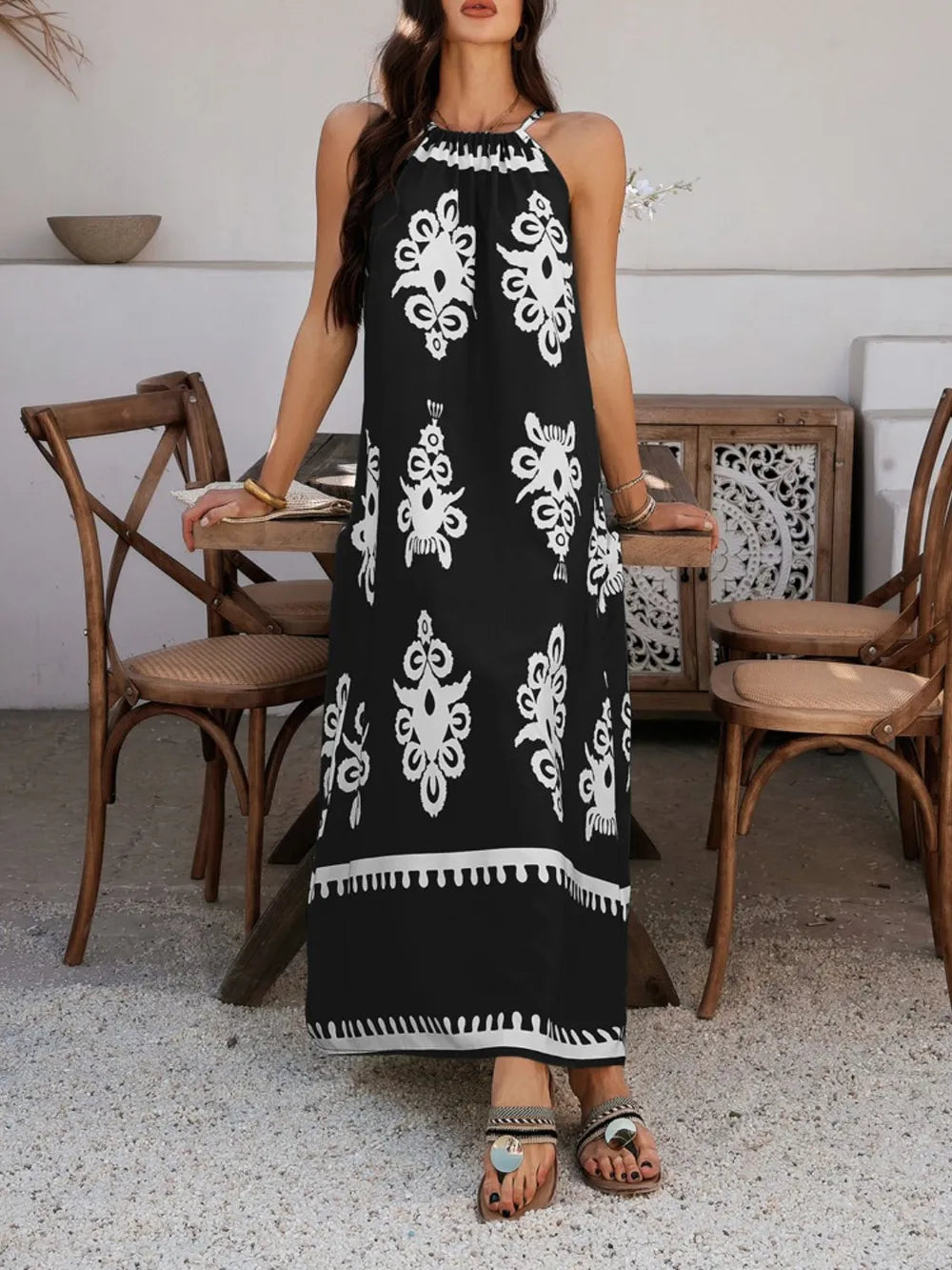 Devine Grecian Neck Printed Maxi Dress | Dresses Maxi Dress from PHUNKYN