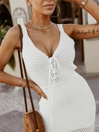 Lace Up Sleeveless Sweater Dress | Dresses Sweater Dress from PHUNKYN