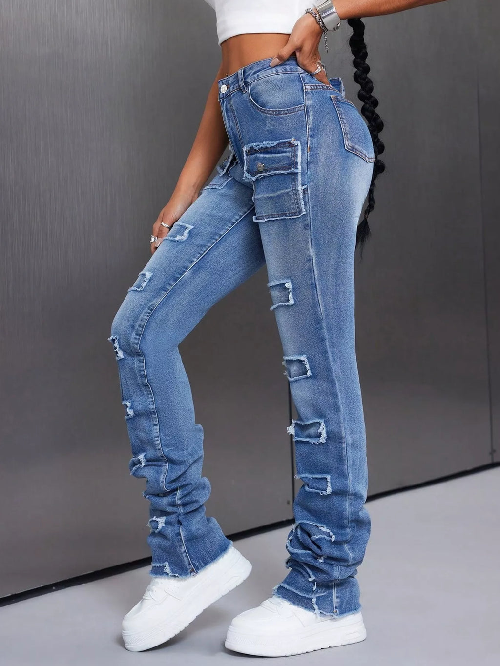 Women's Distressed Slim Fit Jeans | Jeans Slim Fit Jeams from PHUNKYN
