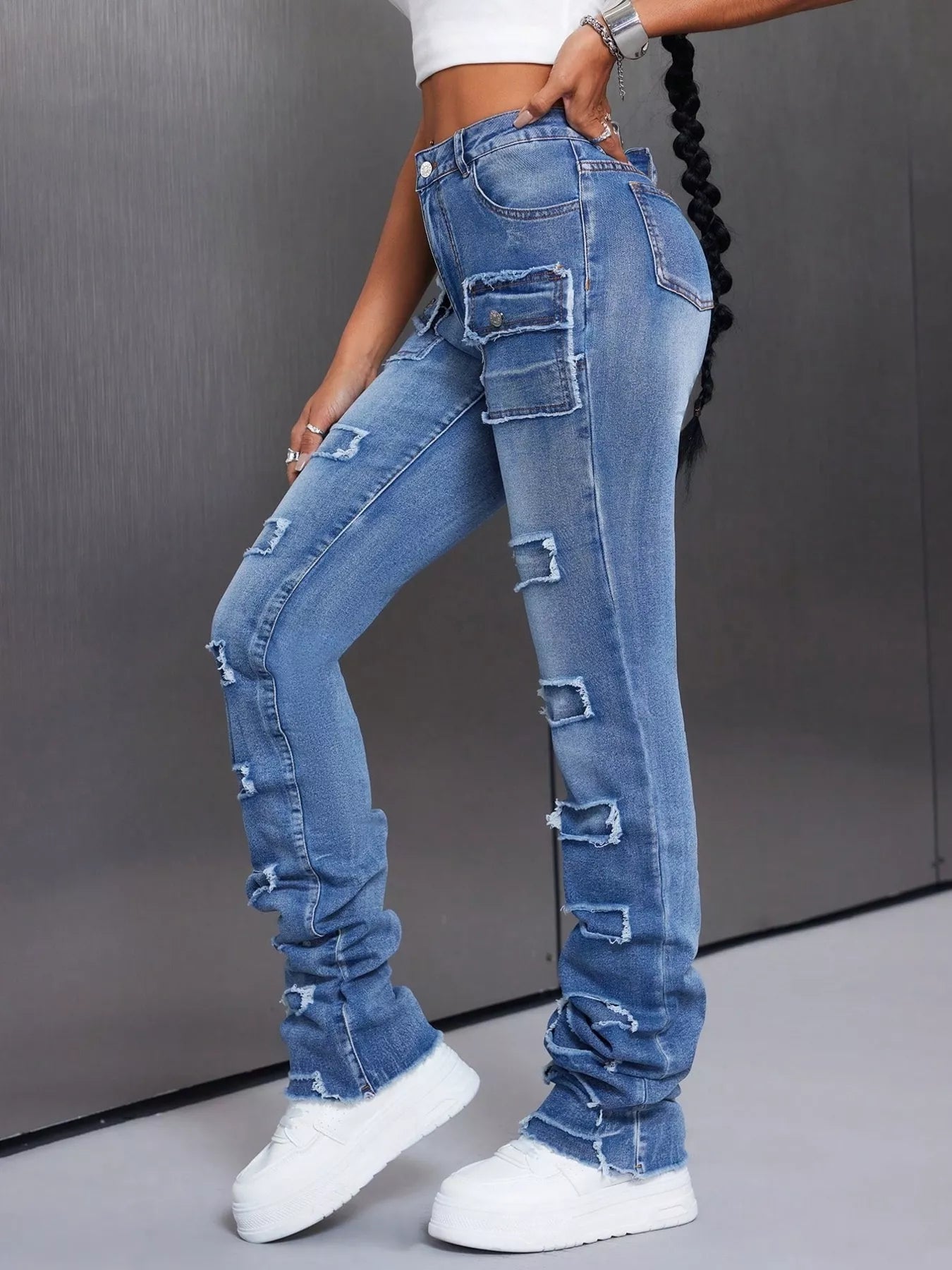 Women's Distressed Slim Fit Jeans | Jeans Slim Fit Jeams from PHUNKYN