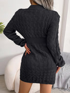 Cable-Knit Round Neck Mini Wrap Sweater Dress | Dresses Sweater Dress from PHUNKYN