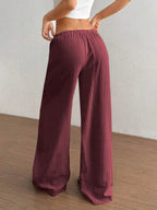 Wide Leg Drawstring Casual Pants | Trousers Wide Leg Pants Set from PHUNKYN