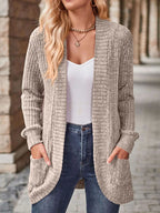 Ribbed Knit Open Front Cardigan with Pockets | Cardigans Cardigan from PHUNKYN