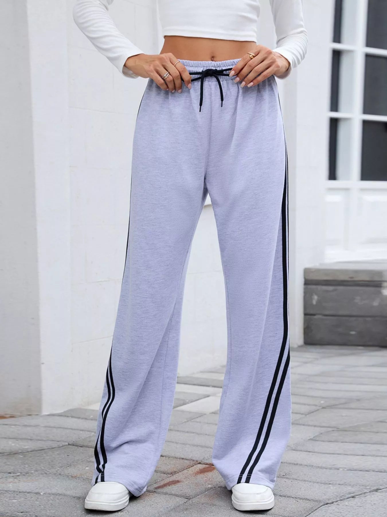 Side Striped Wide Leg Pants | Trousers Wide Leg Pants from PHUNKYN