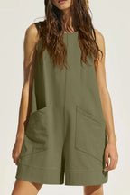 Lovelet Round Neck Sleeveless Romper with Pockets | One-Pieces Romper from PHUNKYN
