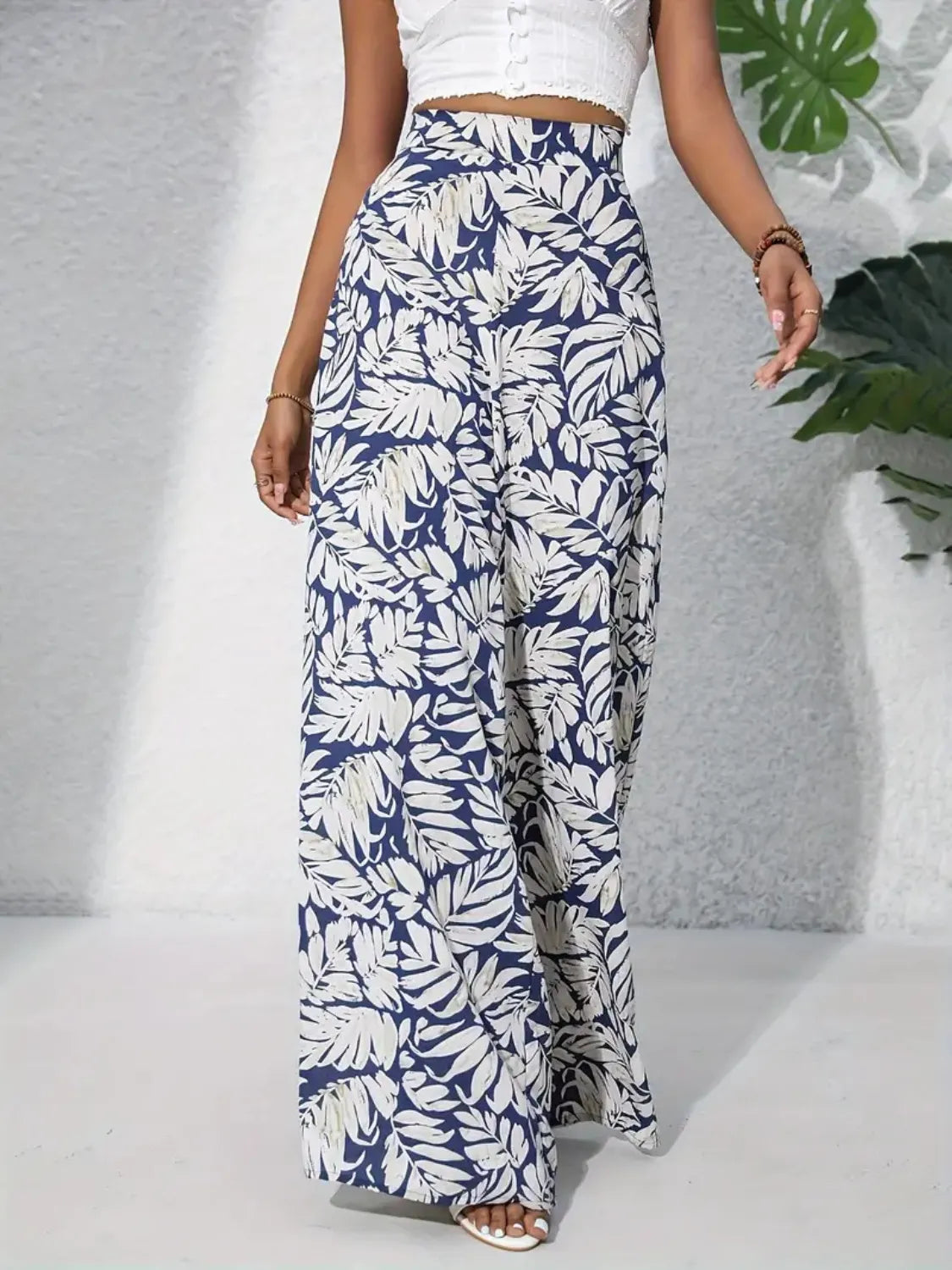 Printed High Waist Wide Leg Pants | Trousers Wide Leg Pants from PHUNKYN