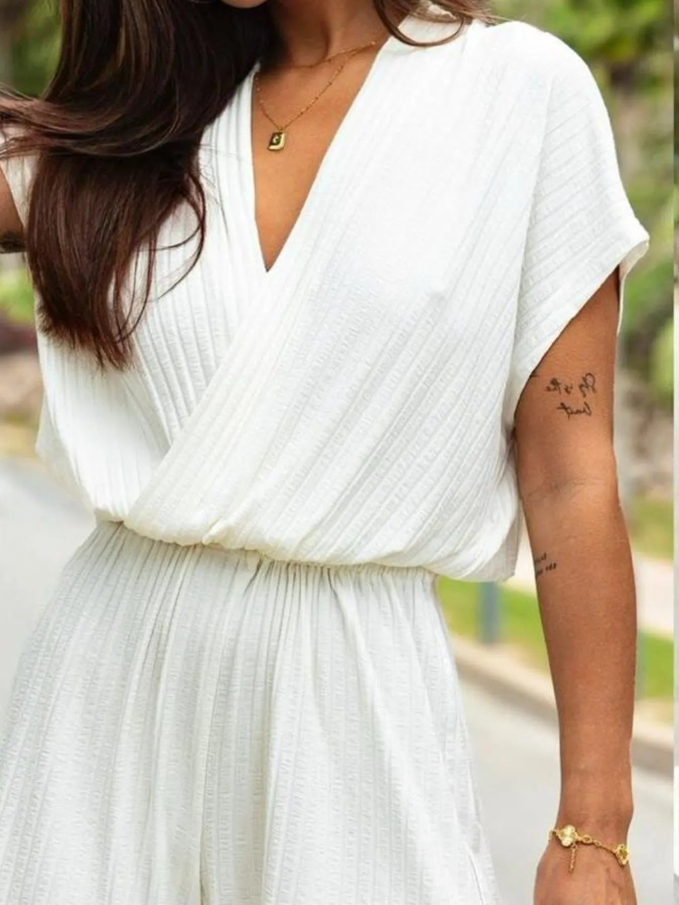 Surplice Short Sleeve Romper One-Pieces Romper PHUNKYN