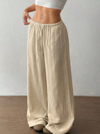 Wide Leg Drawstring Casual Pants | Trousers Wide Leg Pants Set from PHUNKYN