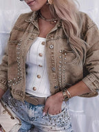 Studded Button Up Denim Jacket | Coats & Jackets Denim Jacket from PHUNKYN