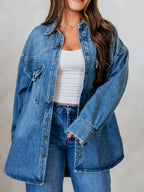Snap Down Dropped Shoulder Denim Jacket | Coats & Jackets Denim Jacket from PHUNKYN