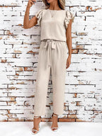 Casual Flutter Sleeve Top and Pants Two-Piece Set | Outfit Sets Top and Pants Set from PHUNKYN