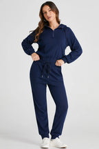 Drawstring Half Zip Hoodie and Joggers Active Set | Outfit Sets Top and Pants Set from PHUNKYN
