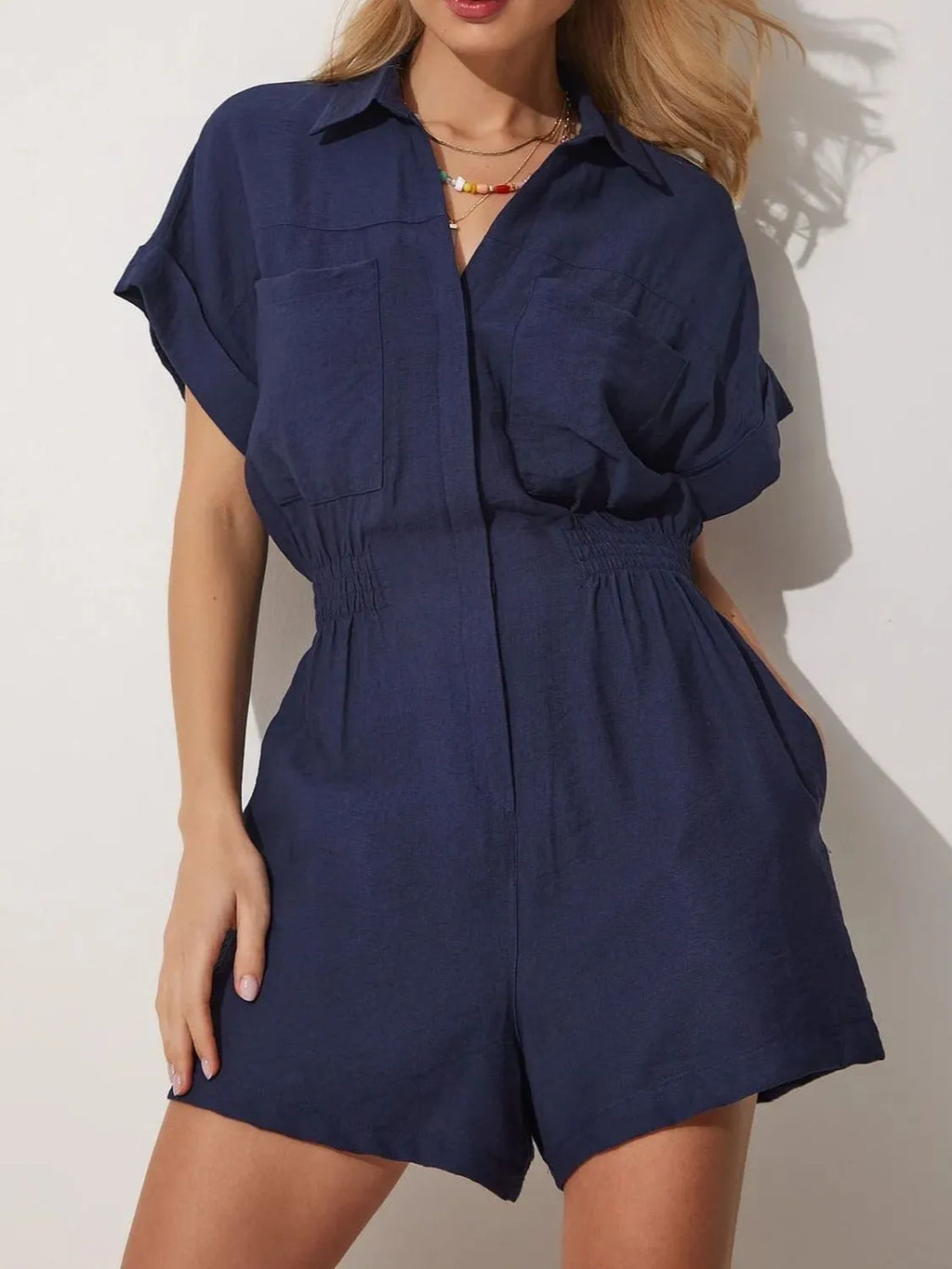 Collar Short Sleeve Romper | One-Pieces Romper from PHUNKYN