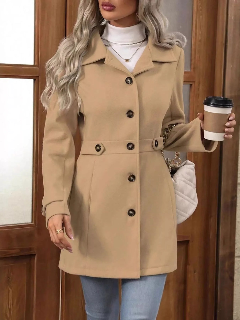 Button Up Long Sleeve Coat | Trench Coats Coat from PHUNKYN