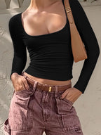 Long Sleeve Scoop Neck Fitted T-Shirt | T-Shirts T-Shirt from PHUNKYN