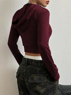 Letter Graphic Zip Up Long Sleeve Hoodie | Hoodies Hoodie from PHUNKYN