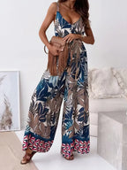 Printed V-Neck Wide Leg Jumpsuit | One-Pieces Jumpsuit from PHUNKYN
