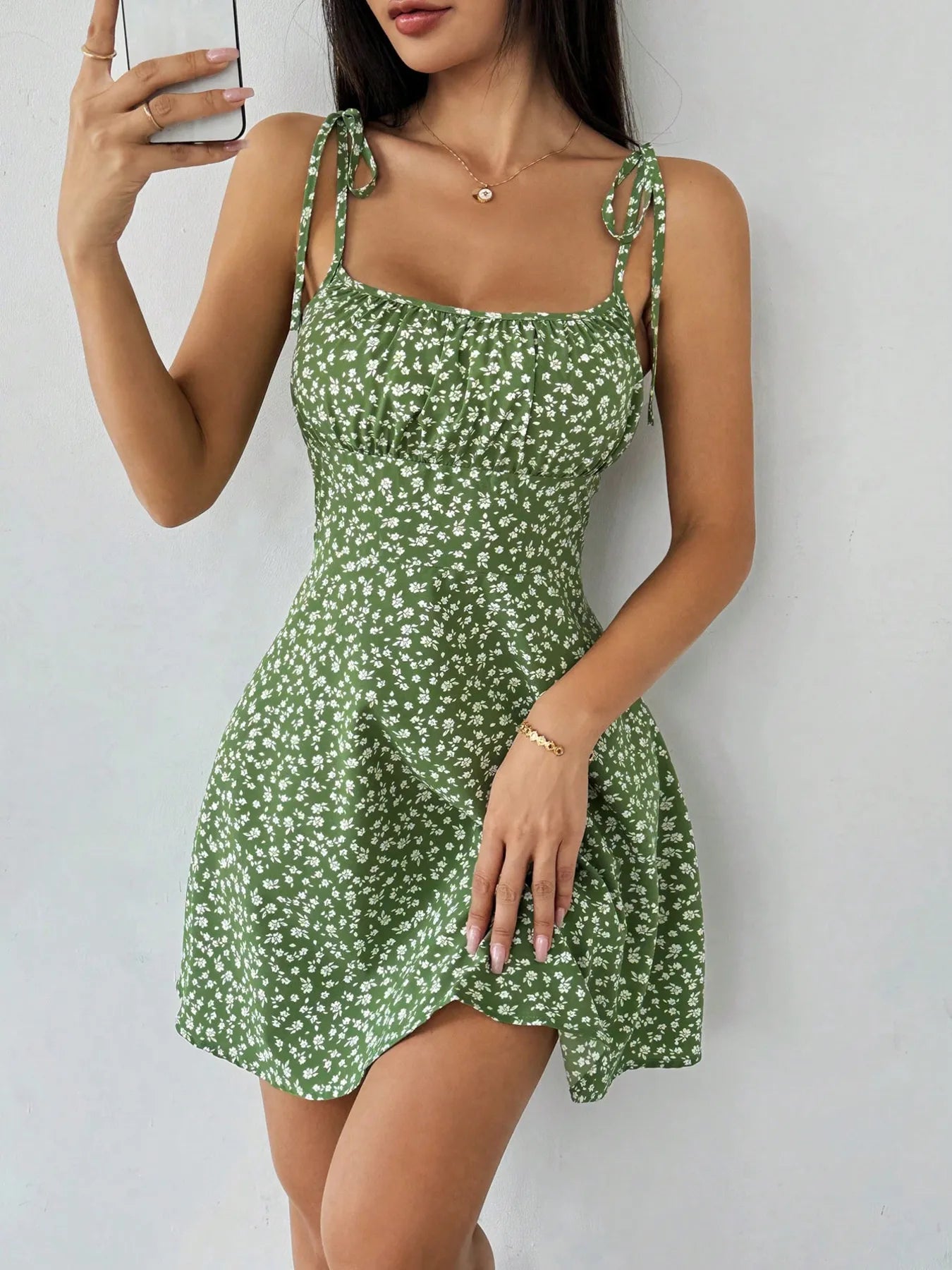 Floral Print Tie-Strap Summer Mini Dress | Dresses Mini Dress from PHUNKYN