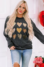 Heart Round Neck Dropped Shoulder Sweatshirt | Sweatshirts Women's Top from PHUNKYN
