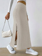 High Waist Ribbed Knit Maxi Skirt | Skirts Maxi Skirt from PHUNKYN