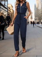 Drawstring Waist Sleeveless Jumpsuit One-Pieces Jumpsuit PHUNKYN