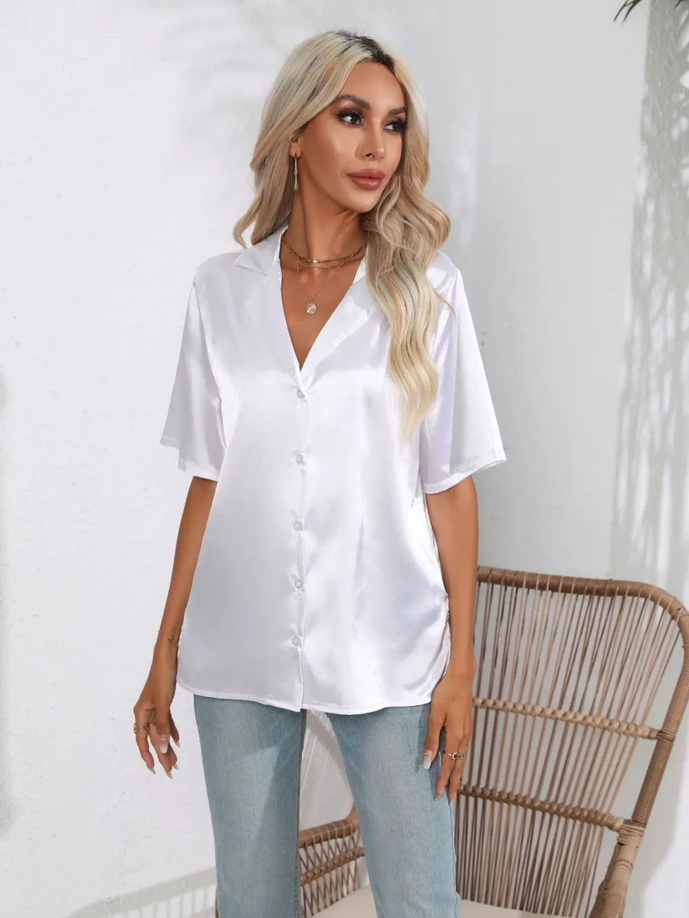 Button Down Short Sleeve Shirt | Shirts Women's Shirt from PHUNKYN