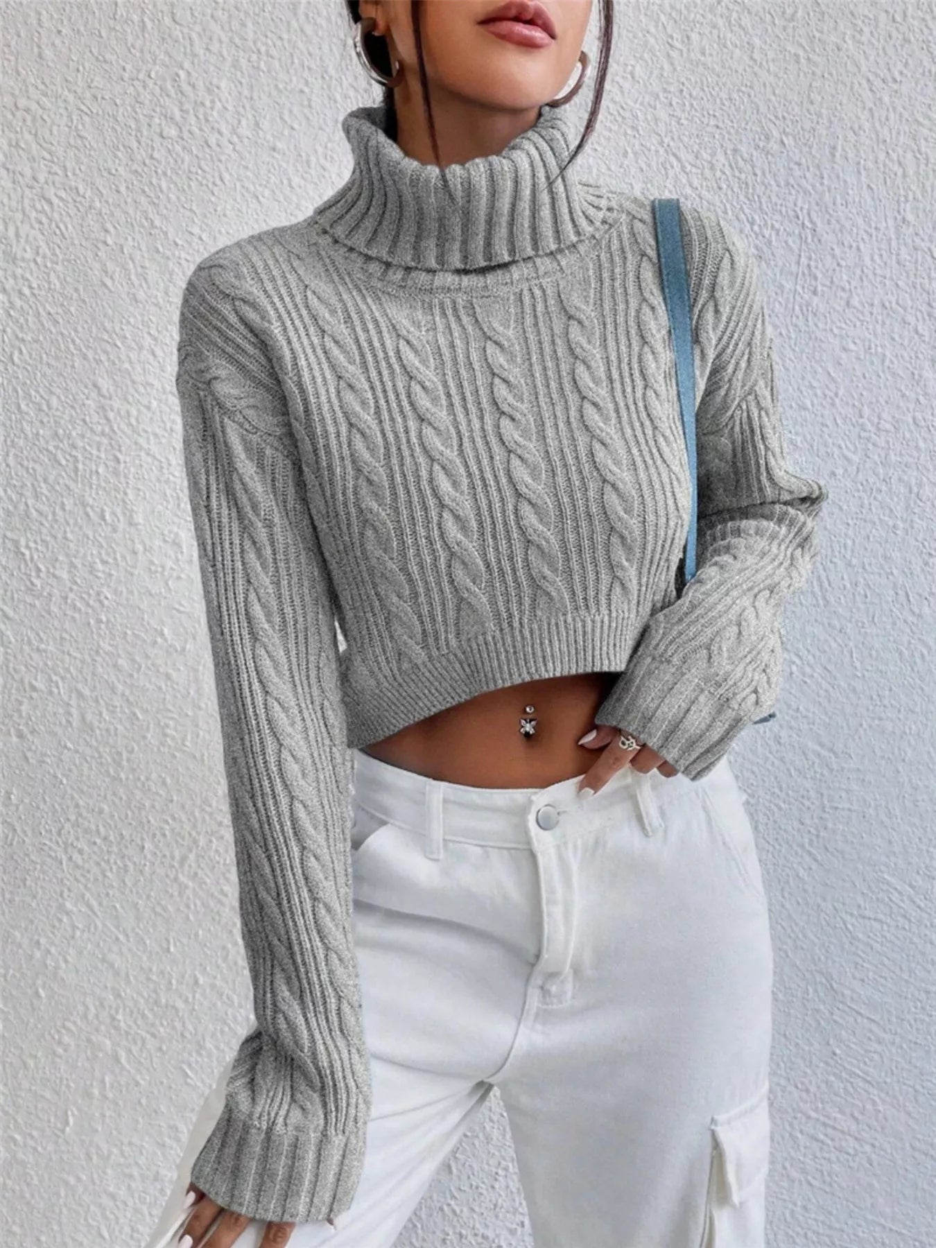 Cable-Knit Turtleneck Long Sleeve Sweater | Sweaters Sweater from PHUNKYN
