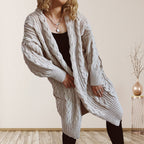 Cable-Knit Open Front Dropped Shoulder Cardigan | Cardigans Cardigan from PHUNKYN