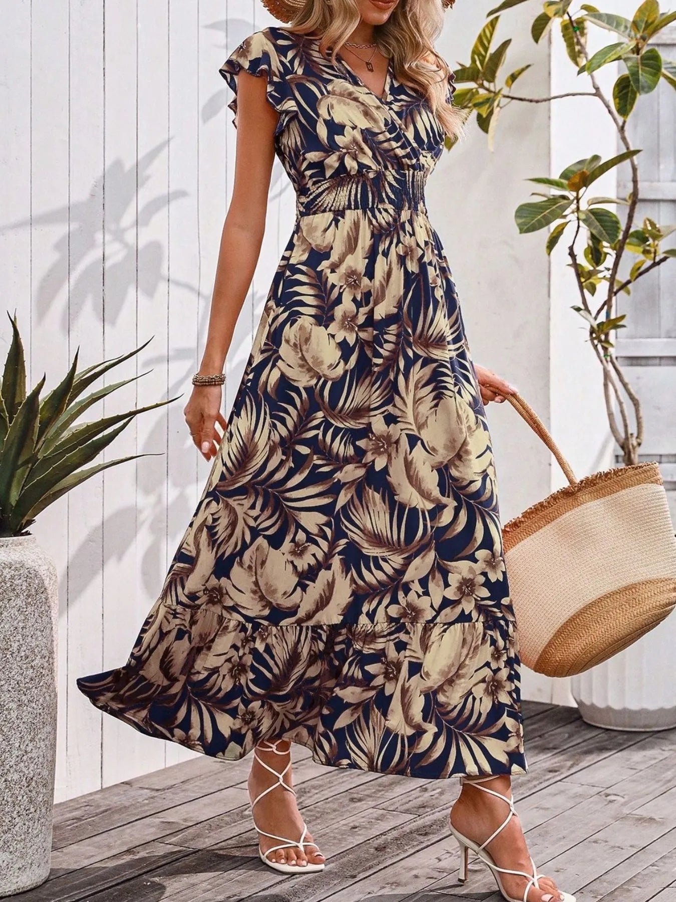 Printed Surplice Cap Sleeve Dress | Dresses Dress from PHUNKYN