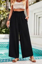 Devine Smocked Wide Leg Pants with Pockets | Pants Wide Leg Pants from PHUNKYN