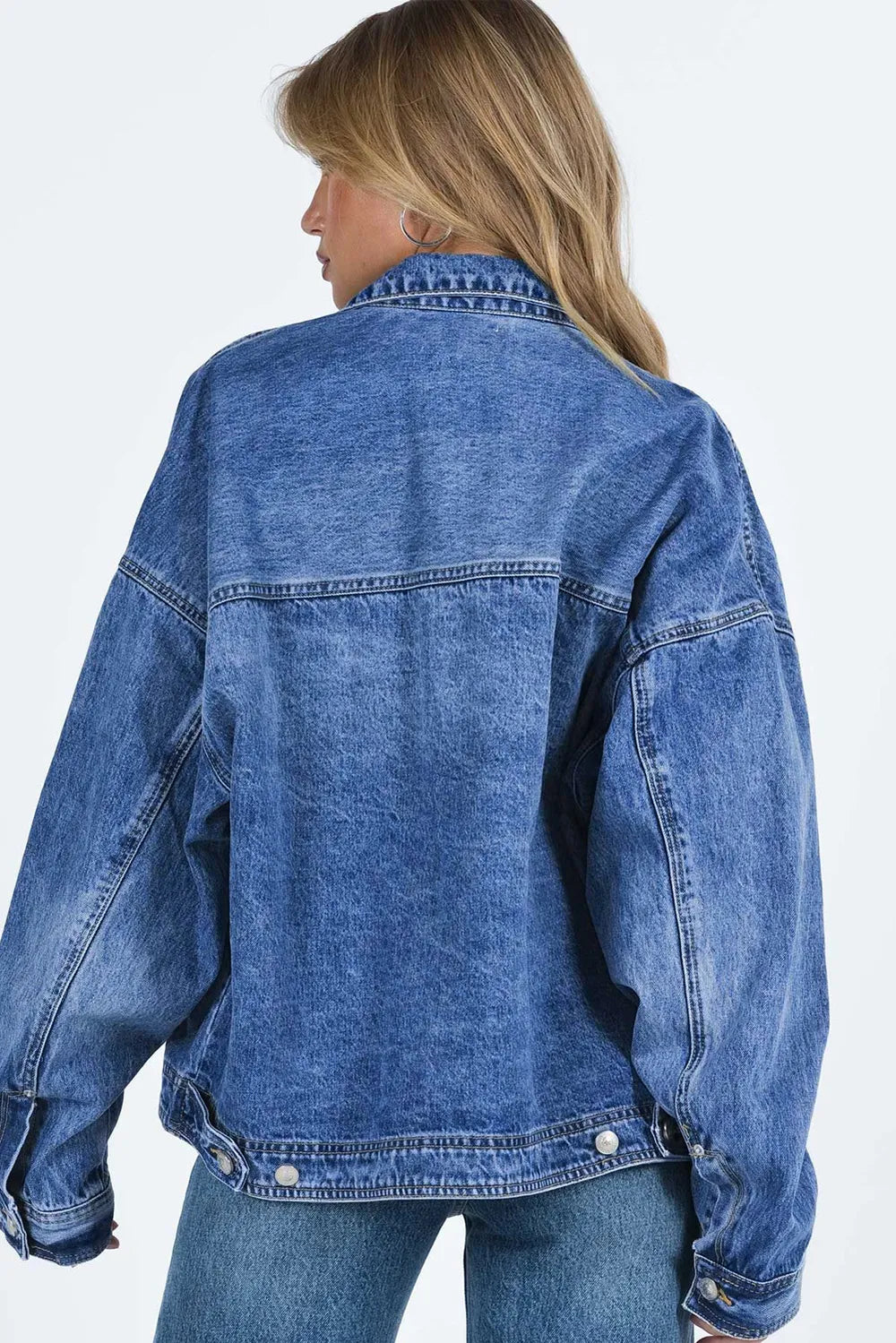 Collared Neck Button Up Denim Jacket | Jacket from PHUNKYN
