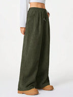 Wide Leg Corduroy Drawstring Pants | Trousers Wide Leg Pants from PHUNKYN