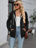 Drawstring Zip Up Long Sleeve Hoodie | Hoodies Hoodie from PHUNKYN