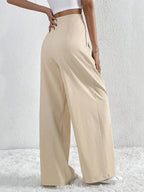 V-Waisted Ruched Front Wide Leg Pants | Trousers Wide Leg Pants from PHUNKYN