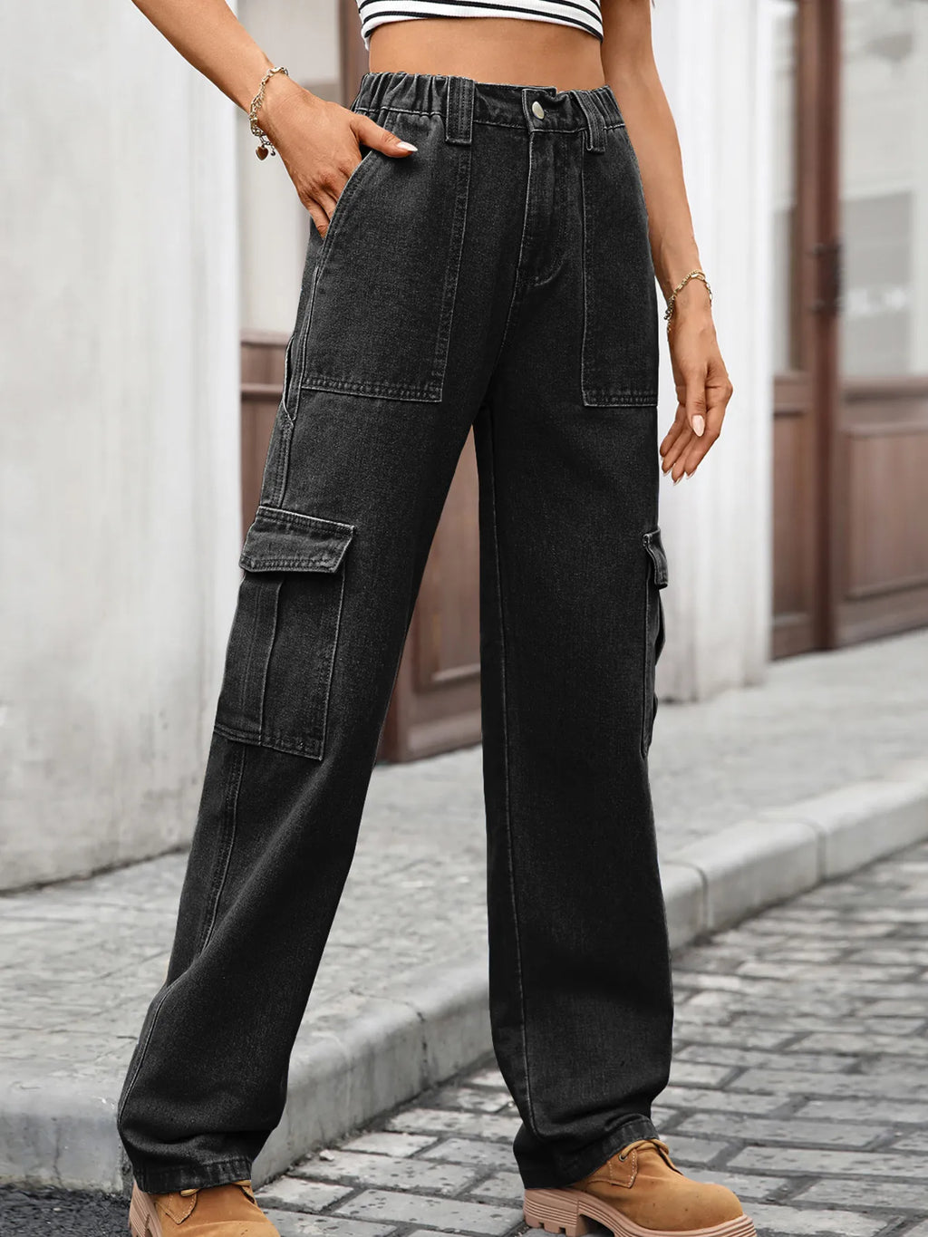 High-Waisted Cargo Jeans | Jeans Cargo Jeans from PHUNKYN