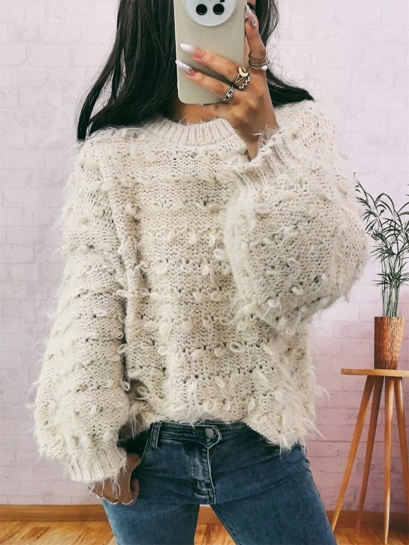 Chunky Round Neck Long Sleeve Sweater | Sweaters Sweater from PHUNKYN