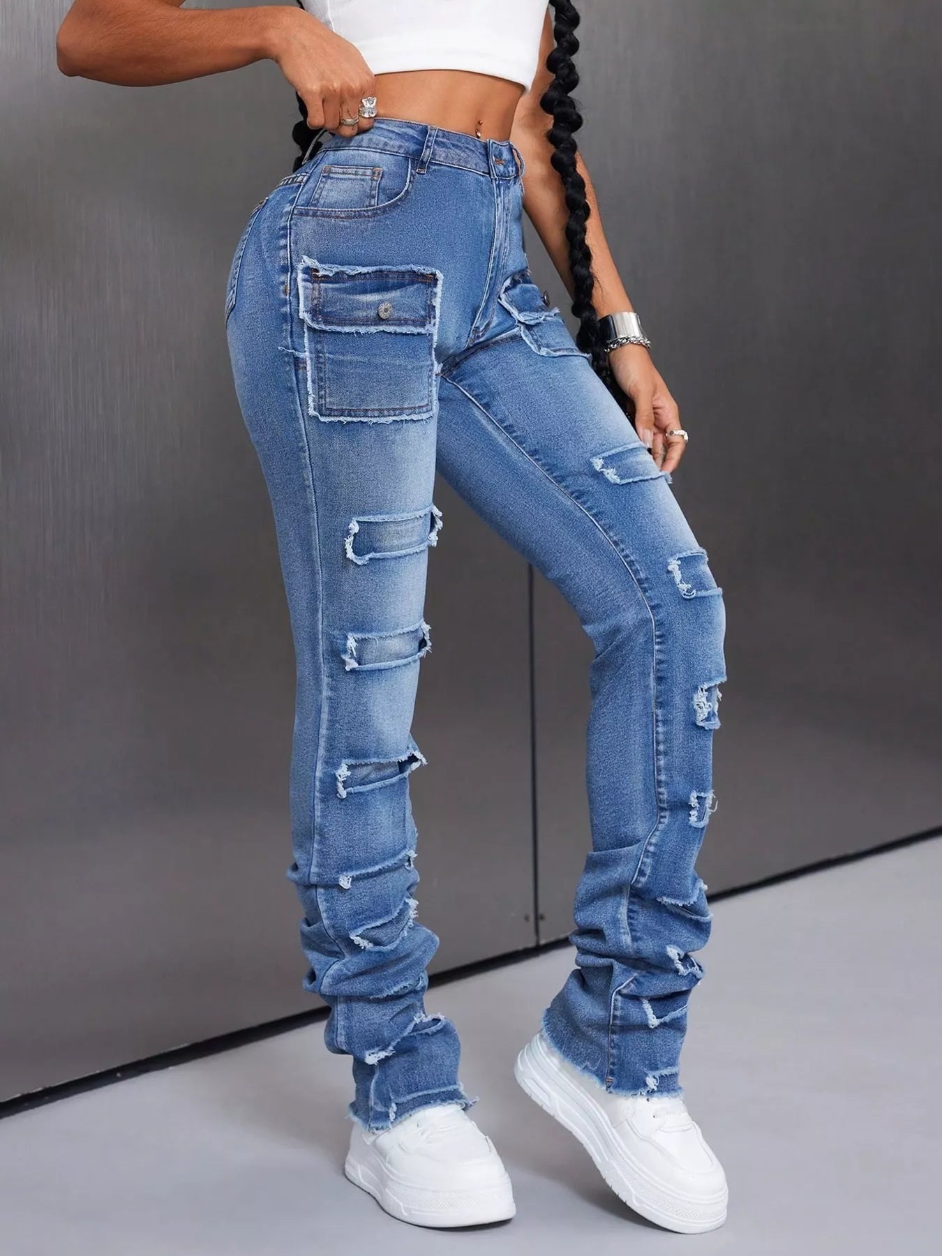 Women's Distressed Slim Fit Jeans | Jeans Slim Fit Jeams from PHUNKYN