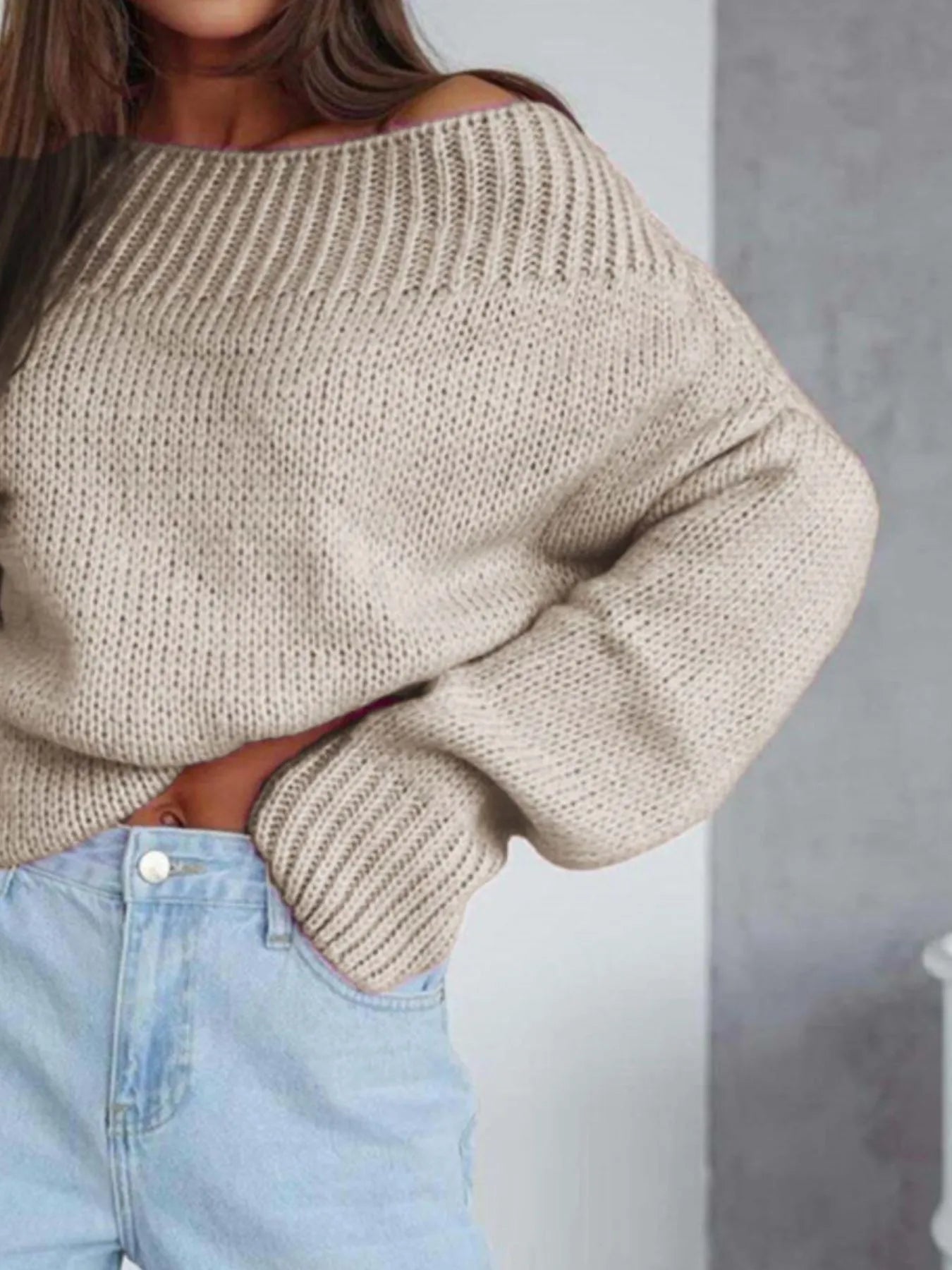 Boat Neck Drop Shoulder Sweater | Sweaters Sweater from PHUNKYN