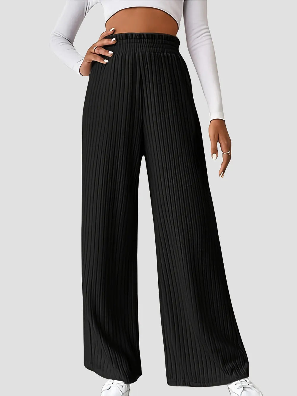 Ribbed High Waist Pants | Trousers Wide Leg Pants from PHUNKYN