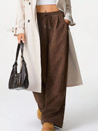 Wide Leg Corduroy Drawstring Pants | Trousers Wide Leg Pants from PHUNKYN