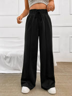 Honey Drawstring Elastic Waist Wide Leg Pants | Trousers Women's Trousers from PHUNKYN