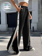 Two-Tone Side Snap Wide Leg Pants | Trousers Wide Leg Pants from PHUNKYN
