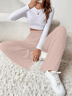 Ribbed High Waist Pants | Trousers Wide Leg Pants from PHUNKYN