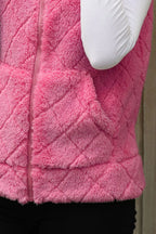 Fuzzy Plaid Texture Zip Up Vest Coat | Vest from PHUNKYN