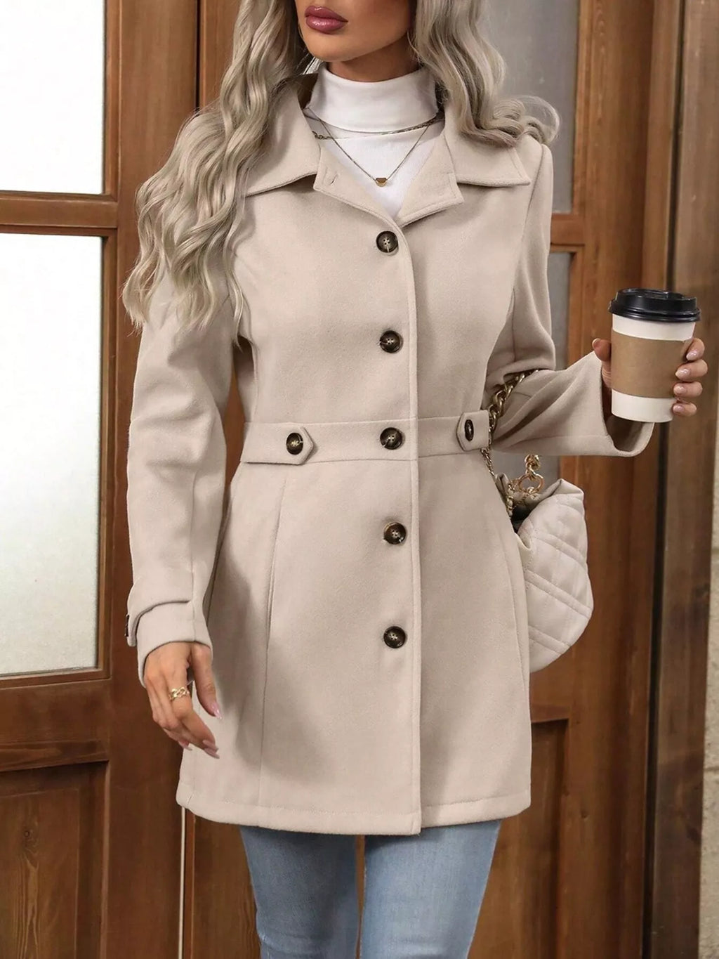 Button Up Long Sleeve Coat | Trench Coats Coat from PHUNKYN