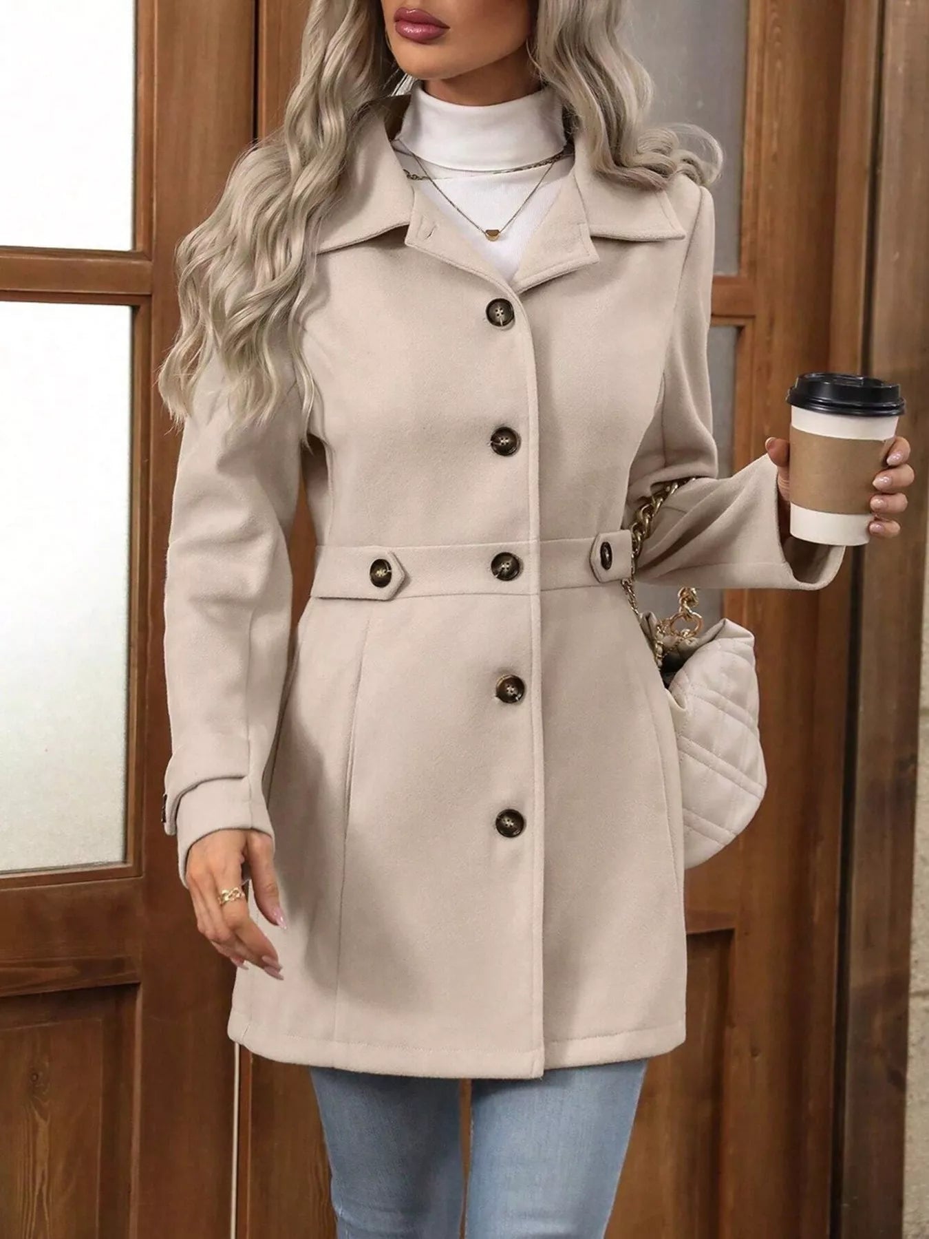 Button Up Long Sleeve Coat | Trench Coats Coat from PHUNKYN