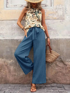 Printed Tank Top and Wide Leg Pants Set | Outfit Sets Top and Pants Set from PHUNKYN