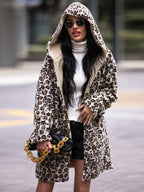 Leopard Print Hooded Teddy Coat | Parkas Teddy Coat from PHUNKYN