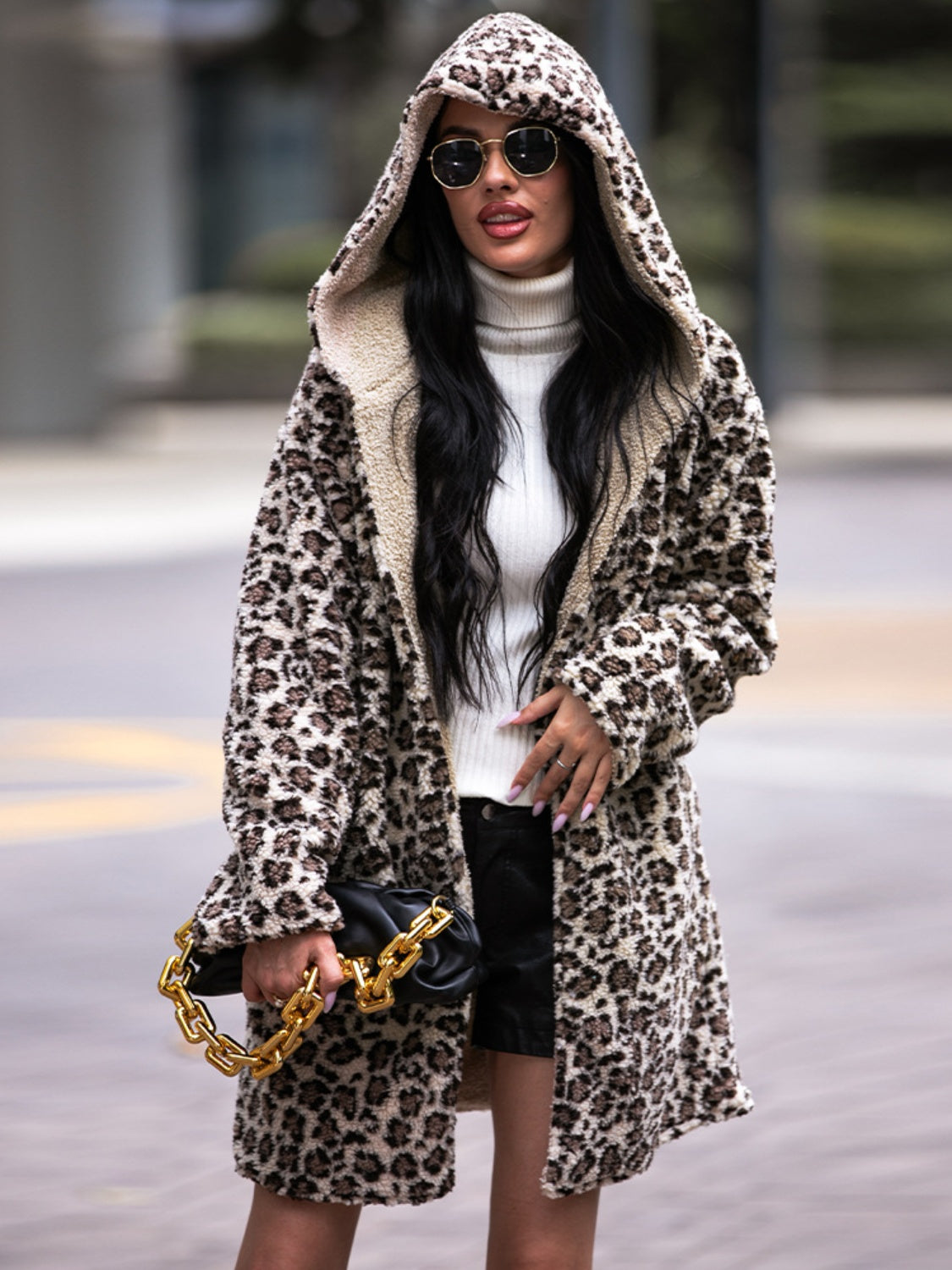 Leopard Print Hooded Teddy Coat | Parkas Teddy Coat from PHUNKYN