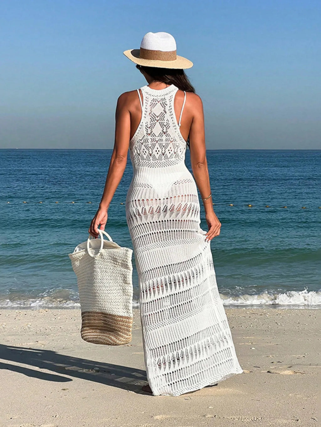 Crochet Sleeveless Split Cover-Up Maxi Dress | Cover Ups Cover up from PHUNKYN